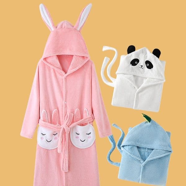 キッズ バスローブ 女の子 男の子 フード付き パジャマ 冬用 長袖 吸水 もこもこ ルームウェア パンダ クマ うさぎ 睡眠ガウン