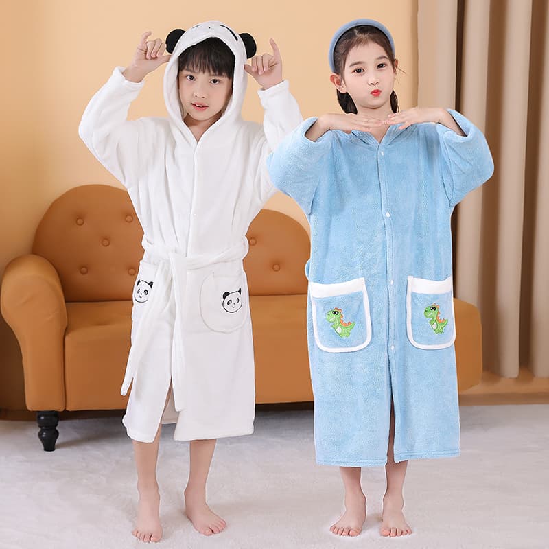 キッズ バスローブ 女の子 男の子 フード付き パジャマ 冬用 長袖 吸水 もこもこ ルームウェア パンダ クマ うさぎ 睡眠ガウン