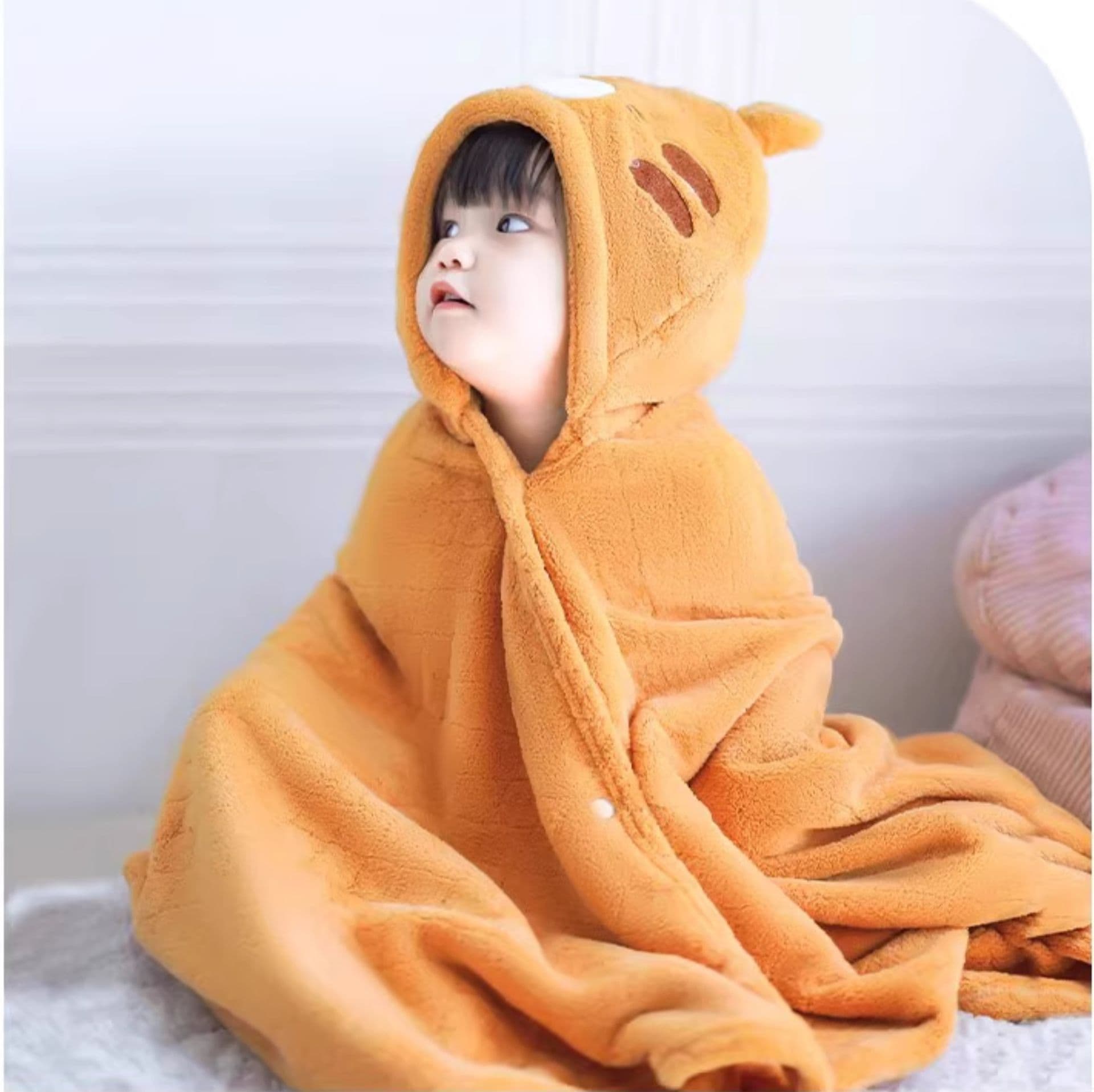 【選べる動物デザイン】 ベビー フード付きバスタオル 吸水速乾 綿100% 赤ちゃん用 バスローブ 四季対応 125×80cm/140×100cm (パンダ/バニー/エレファント/タイガー)