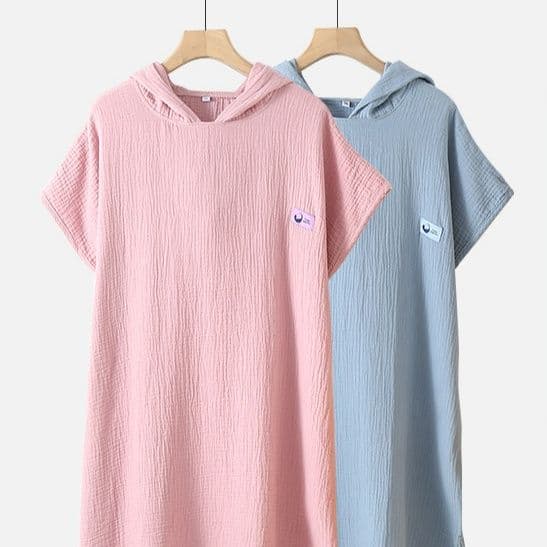 ガーゼ バスタオルマント 大人用 フード付き 男女兼用 コットン100% 吸水速乾 バスローブ代わり ルームウェア