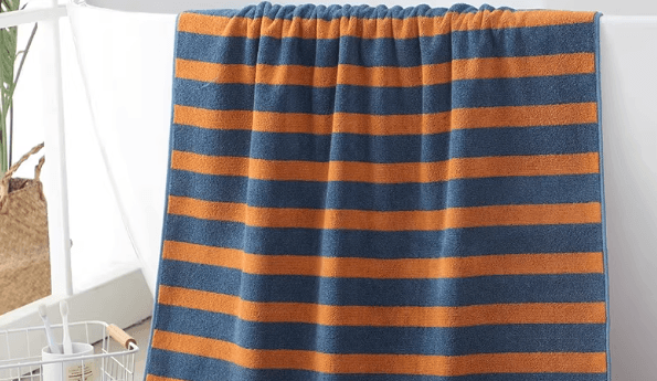厚手 コットン100% 大判バスタオル ボーダー柄 140×75cm 吸水速乾 男女兼用 お風呂 プール ジム用
