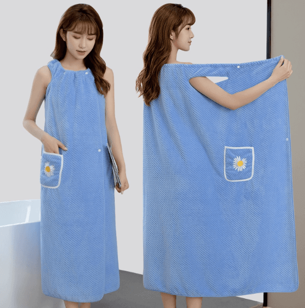 吸水速乾 レディースバスタオル ワンピース型 ラップタオル ポケット付き 130×100cm/145×100cm