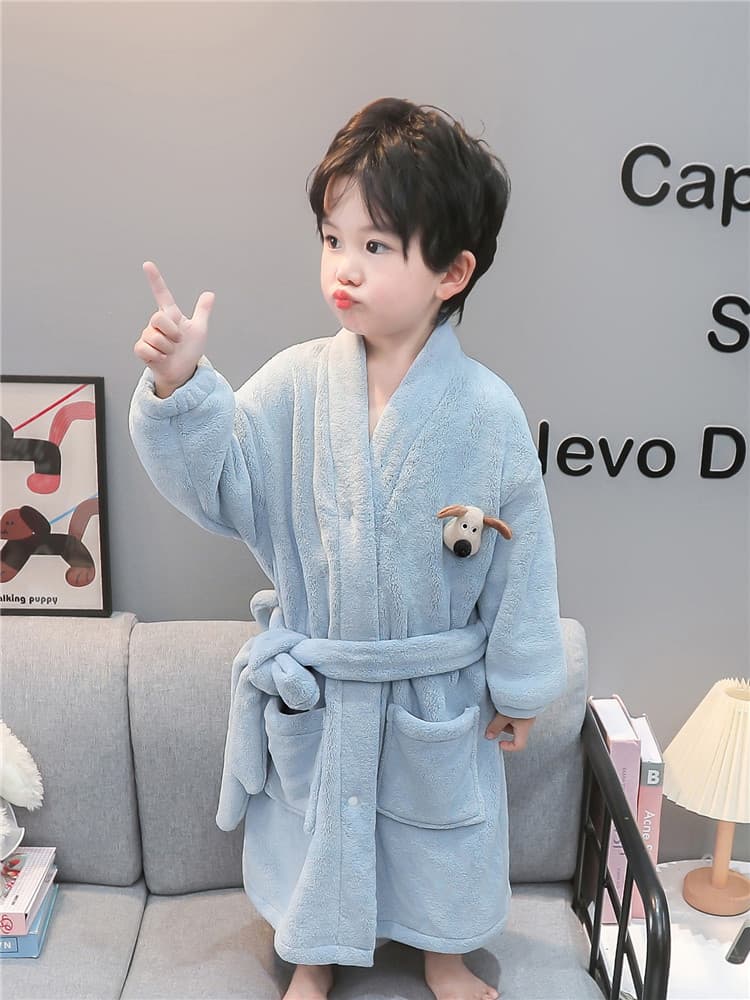 バスローブ キッズ用 冬用 厚手 法蘭絨 男の子 女の子 子ども ガウン風 部屋着 90〜140cm