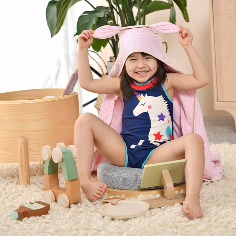 【ワッフルコットン】 ベビー フード付きバスタオル セット 新生児〜幼児用 95×95cm 吸水速乾 柔らかタオル 出産祝いギフト (グリーンワニ/ピンクフォックス/ベージュフォーン)