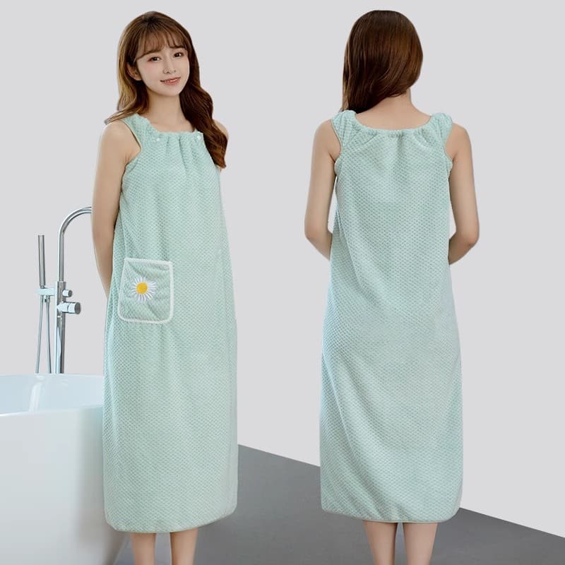 吸水速乾 レディースバスタオル ワンピース型 ラップタオル ポケット付き 130×100cm/145×100cm