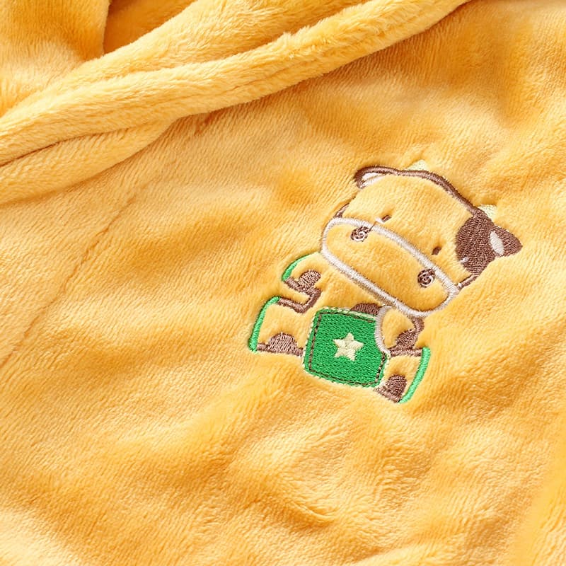 バスタオル 子ども用ふわふわ動物刺繍バスローブ