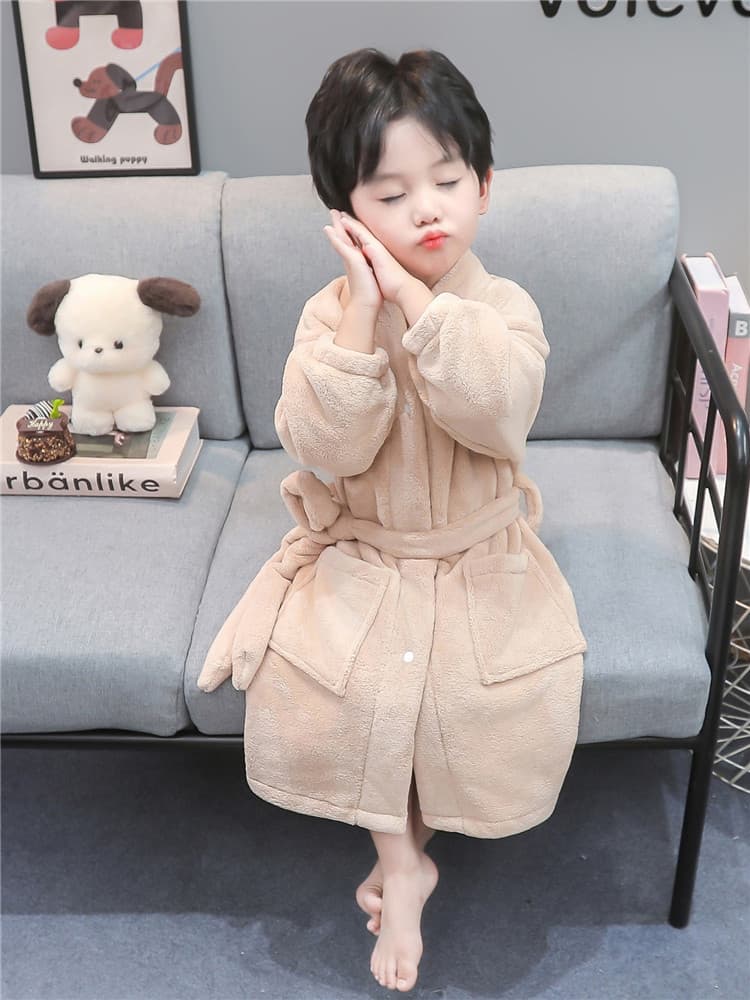 バスローブ キッズ用 冬用 厚手 法蘭絨 男の子 女の子 子ども ガウン風 部屋着 90〜140cm