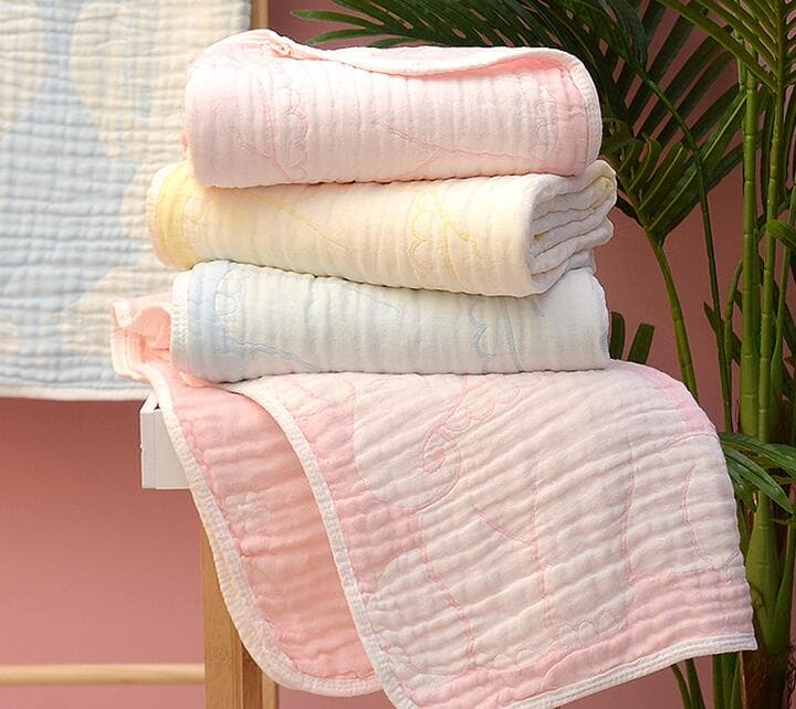 バスタオル ガーゼ おくるみ風 110×110cm 吸水速乾 コットン100% 柔らかい肌触り 2色展開