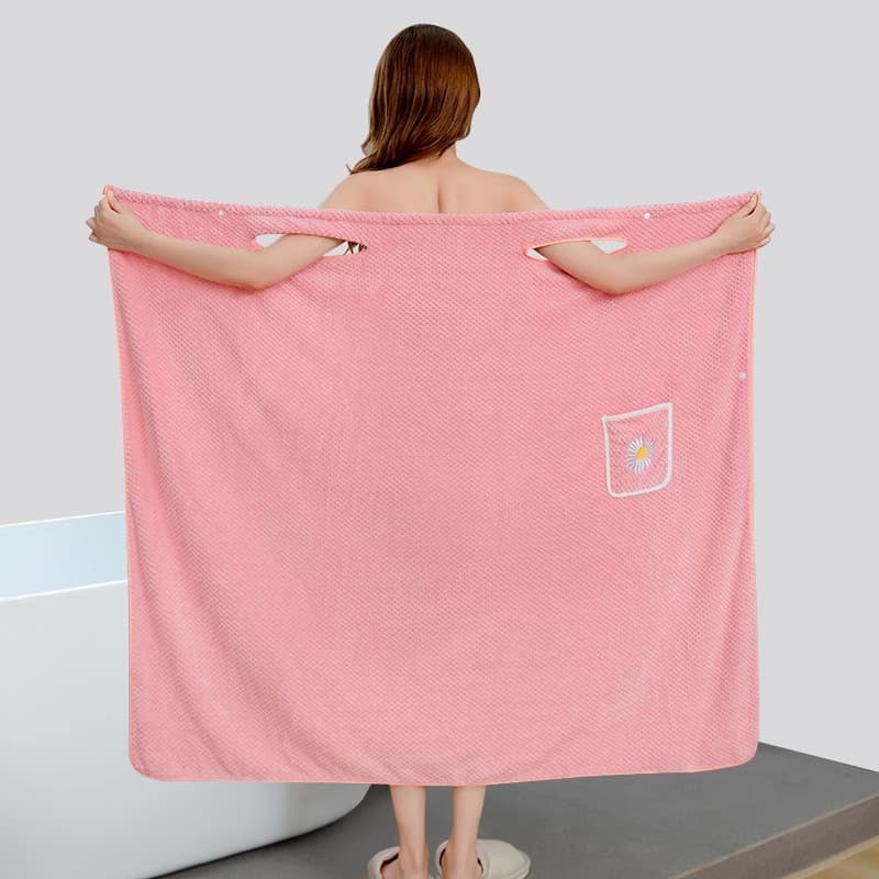 吸水速乾 レディースバスタオル ワンピース型 ラップタオル ポケット付き 130×100cm/145×100cm